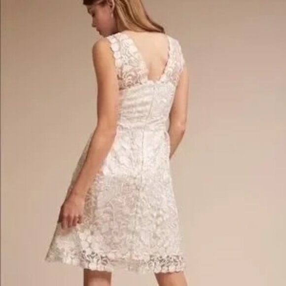 BHLDN Collins Mini Wedding Dress Floral Embroidered Silk A-Line Ivory White 16 - Picture 5 of 16